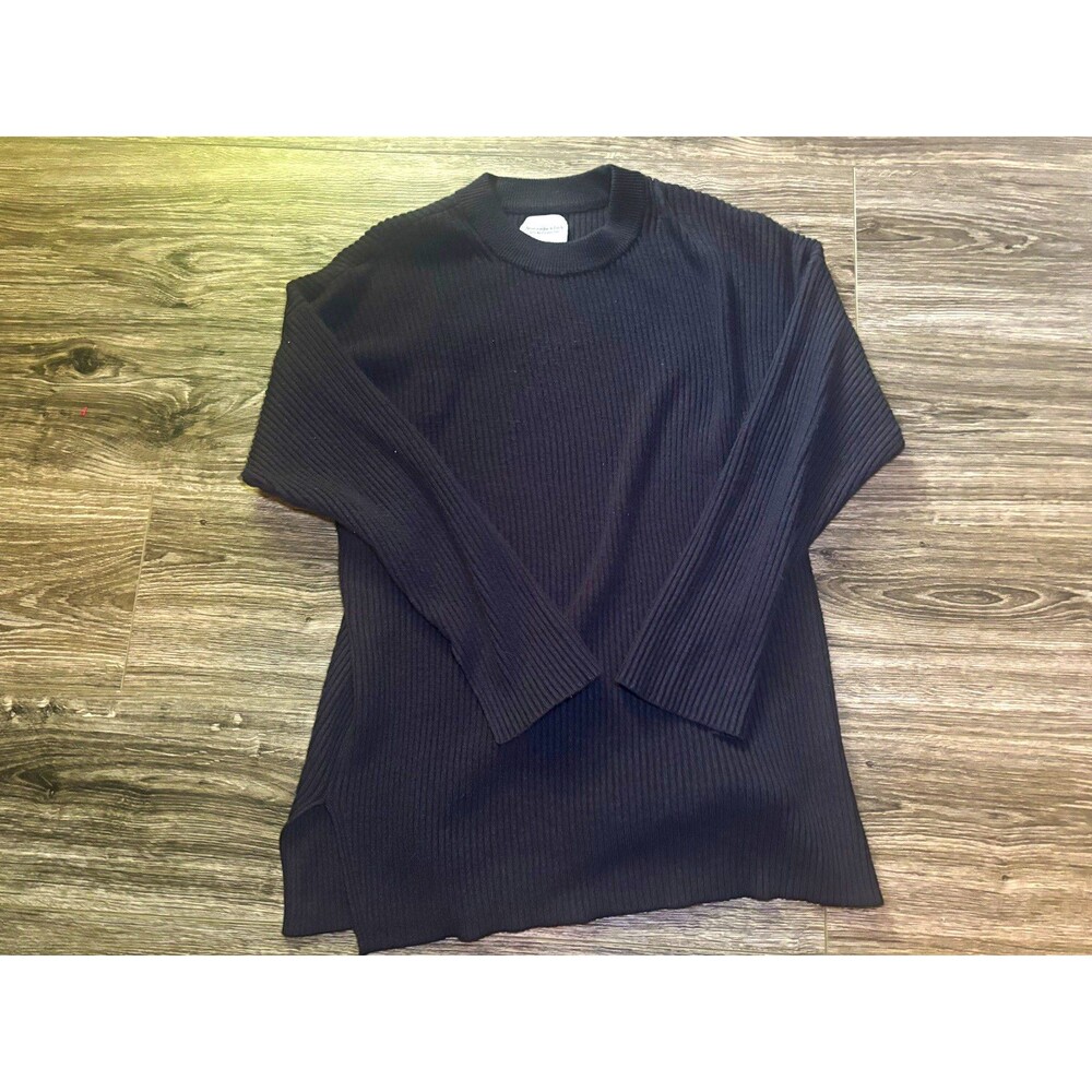 Abercrombie & Fitch Women's Black Ribbed Knit Crew Neck Pullover Sweater L